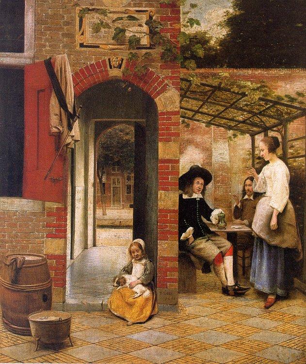 Pieter de Hooch Courtyard with an Arbor and Drinkers Spain oil painting art